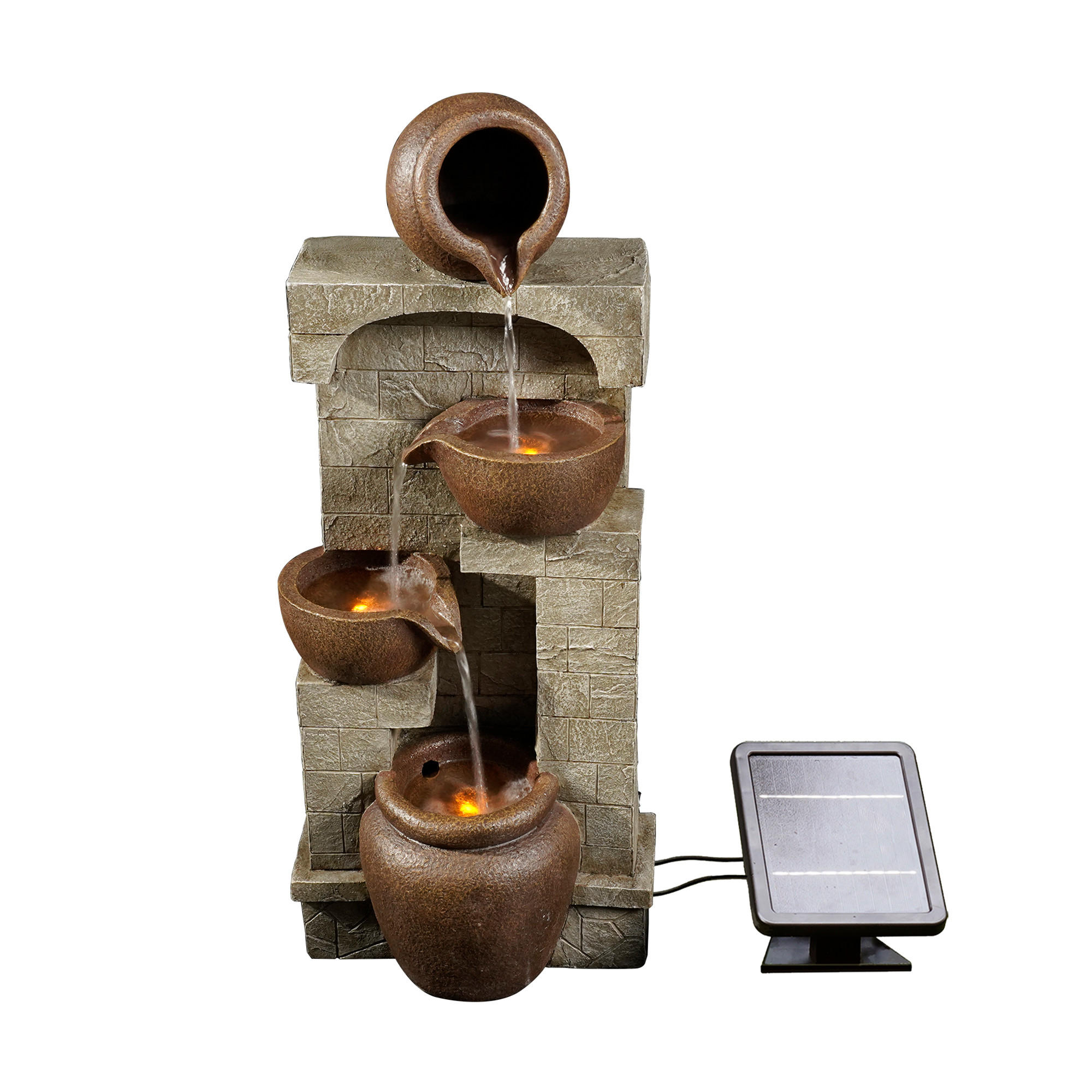 SOLAR-GARTENBRUNNEN 72.4cm - Braun, Kunststoff (31/26.2/72.4cm) - Teamson Home