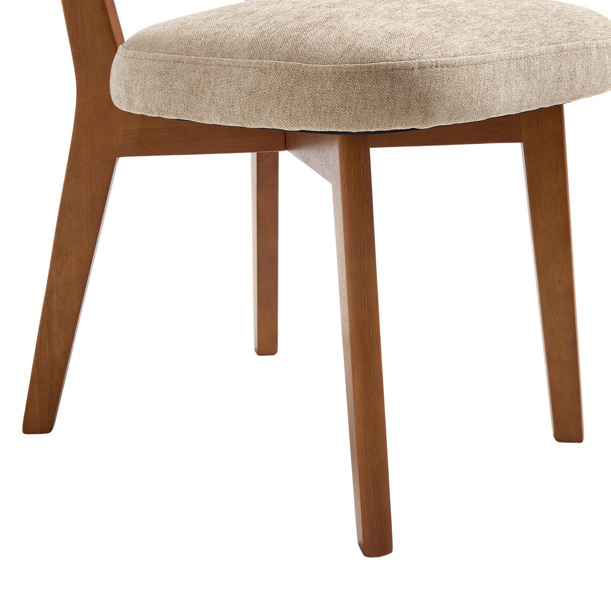 STUHL-SET 2 Stück Mid-Century mit Massivholzbeinen, DE-42268, Khaki - Sandfarben, Holz (47/77/54.5cm) - ComfortXL