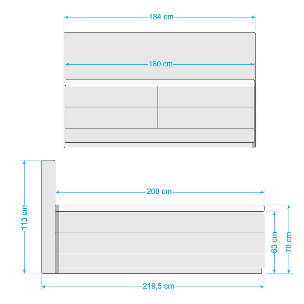 BOXSPRINGBETT - Massivholz / Textil / Teilmassivholz - Grau, Holz/Textil (180/200cm) - home24
