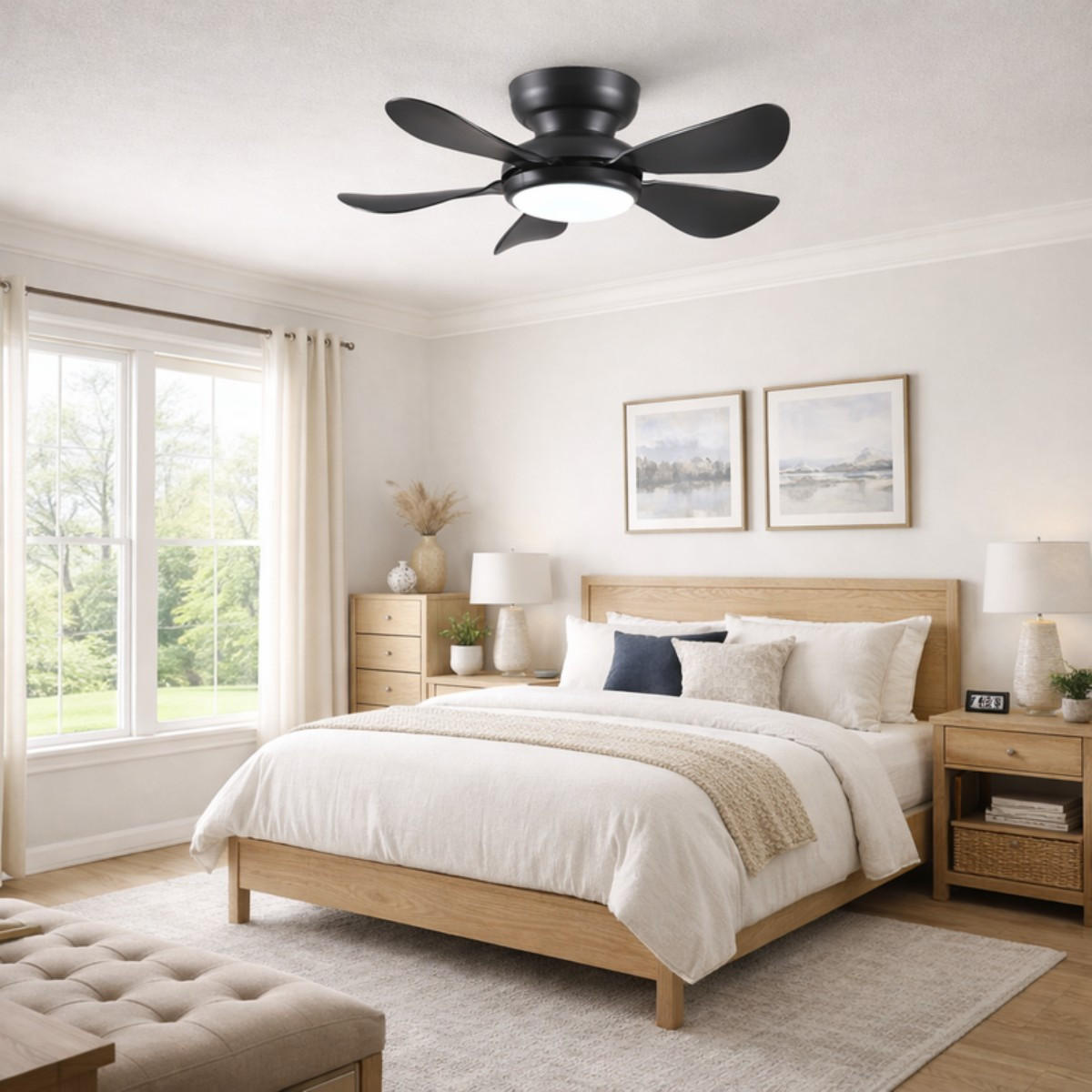 DECKENVENTILATOR Schwarz 81 cm mit LED und leisem DC-Motor - Schwarz, Kunststoff (81/81/24cm) - Surtime