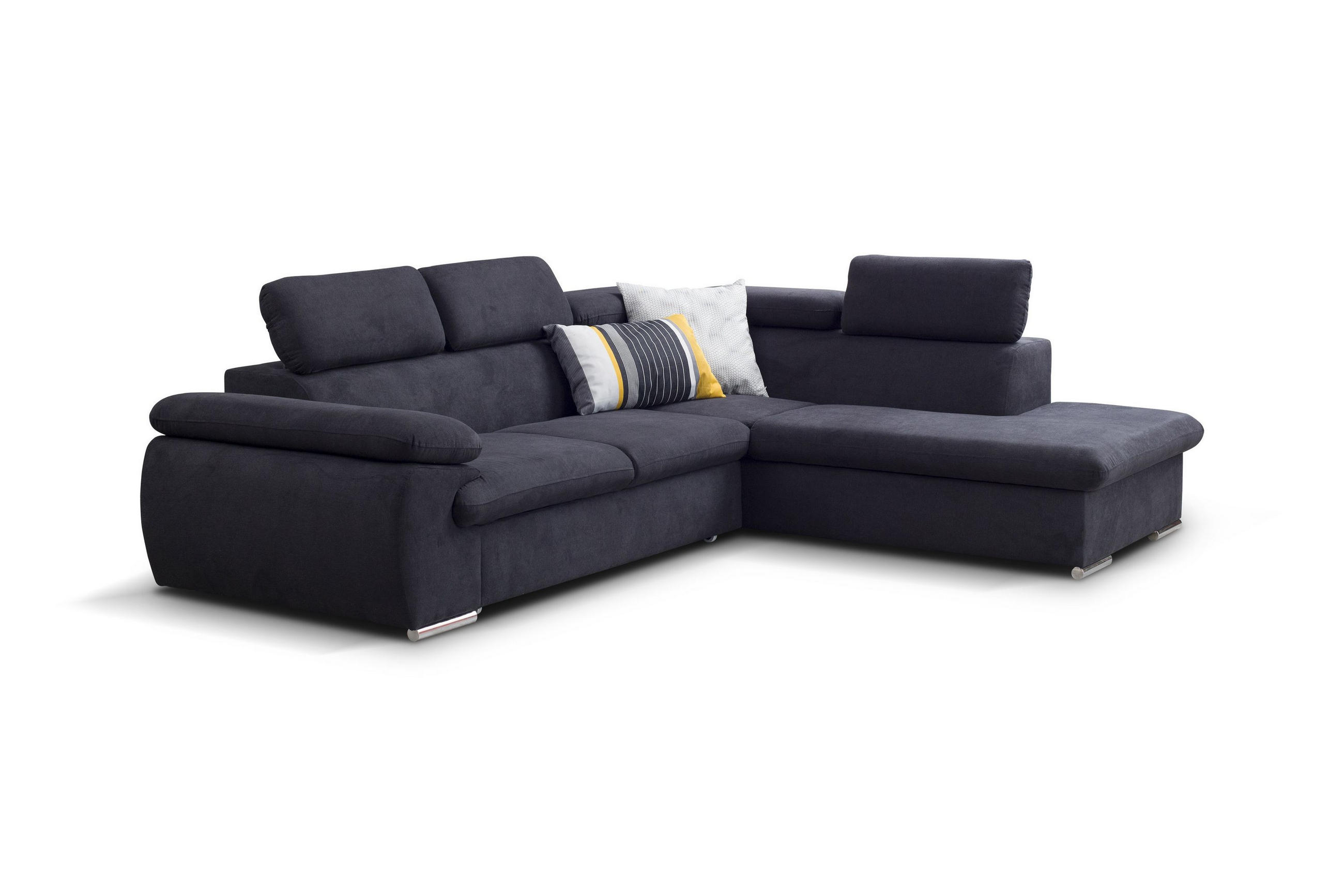 ECKSOFA SACRO Braun Plüsch-Stoff mit Schlaffunktion - Braun, Holz (271/221cm) - MASSENO