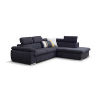 ECKSOFA SACRO Braun Plüsch-Stoff mit Schlaffunktion - Braun, Holz (271/221cm) - MASSENO