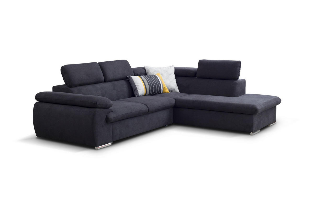 ECKSOFA SACRO Braun Plüsch-Stoff mit Schlaffunktion - Braun, Holz (271/221cm) - MASSENO