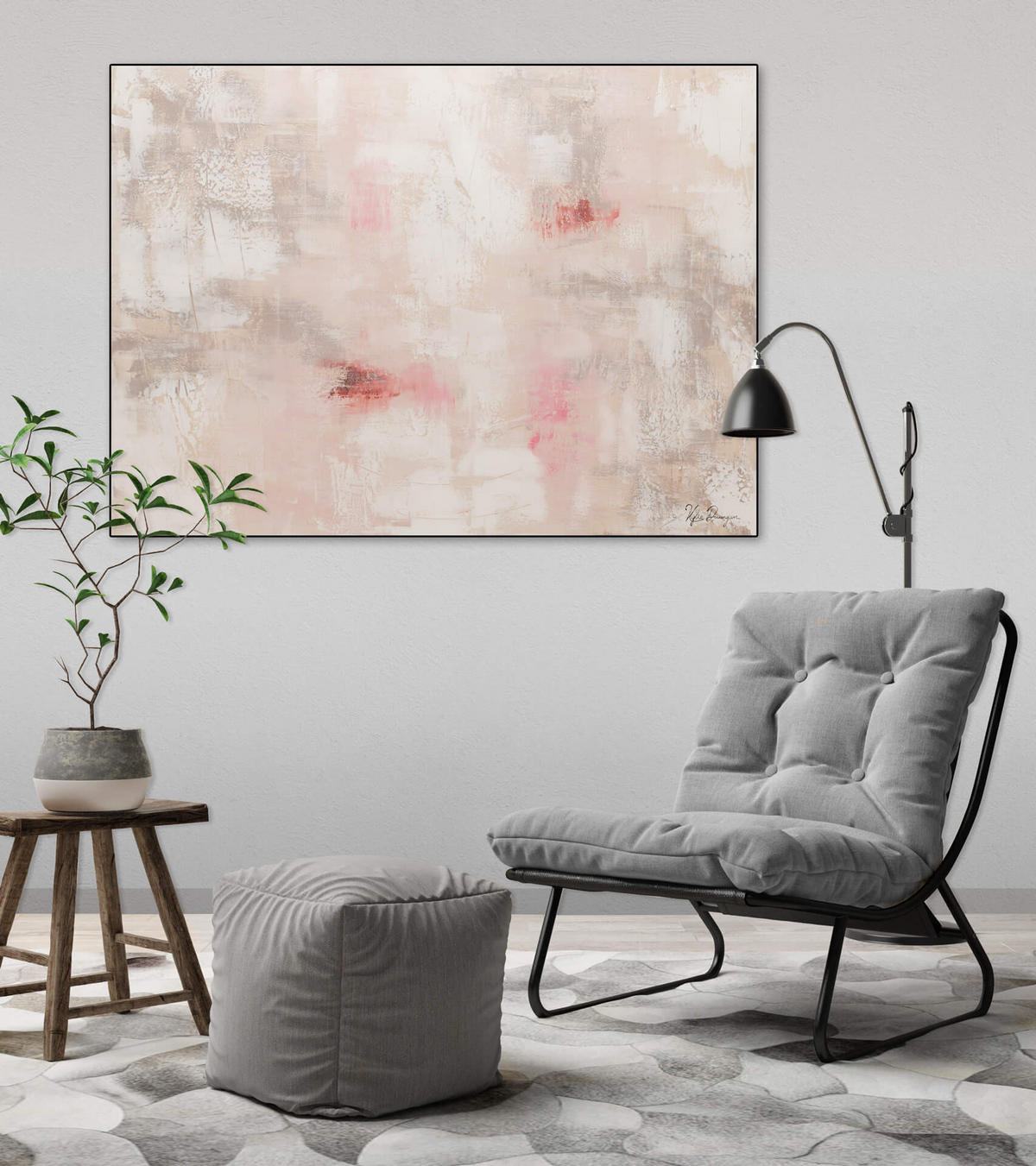 ACRYLBILD HANDGEMALT 100/75 cm - Pink, Holz/Textil (100/75cm) - KUNSTLOFT