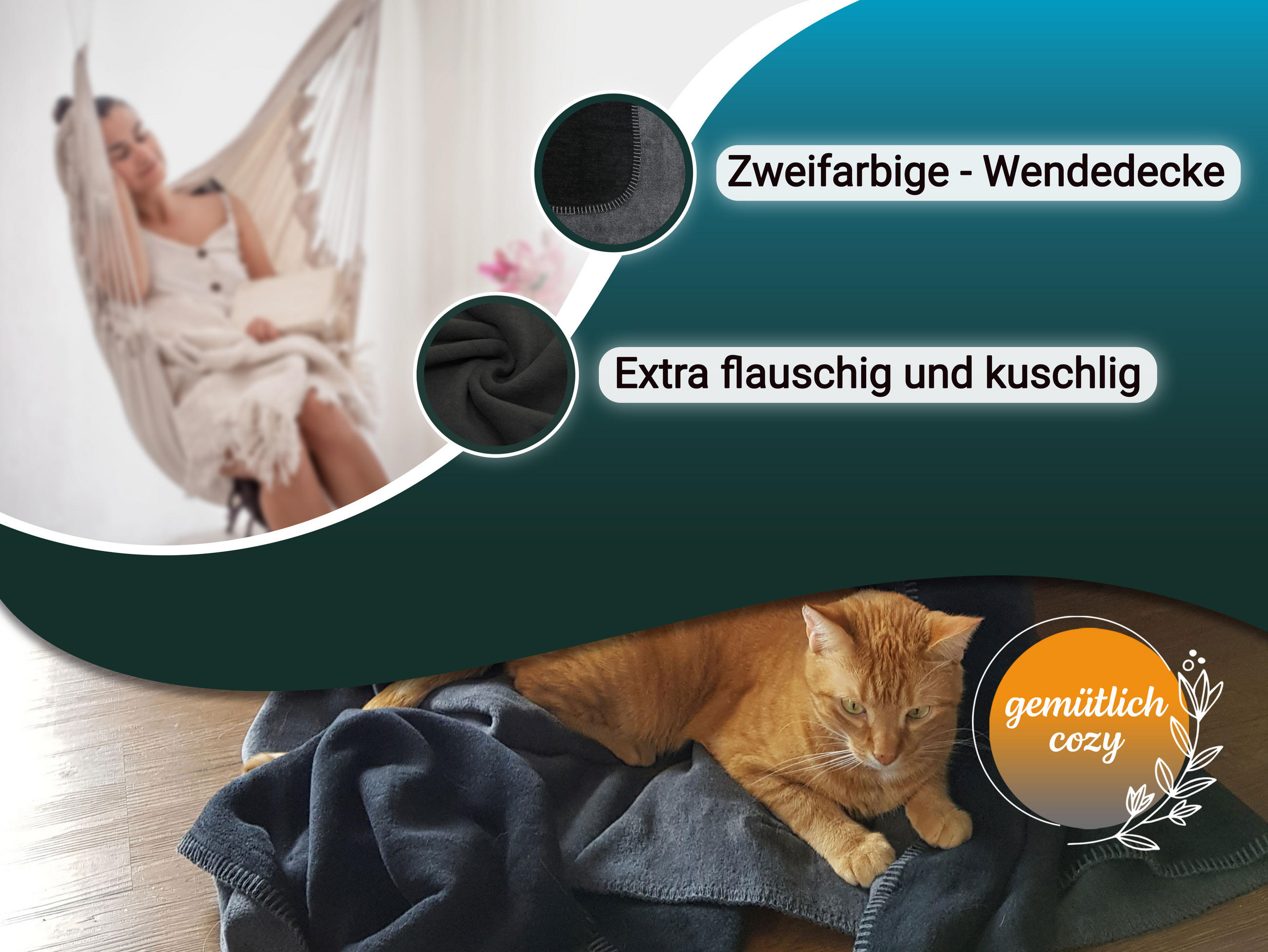 KUSCHELDECKE, 150x200 cm, 60% Baumwolle, 40% Polyacryl, Schwarz - Schwarz, Naturmaterialien (150/200cm) - Zollner