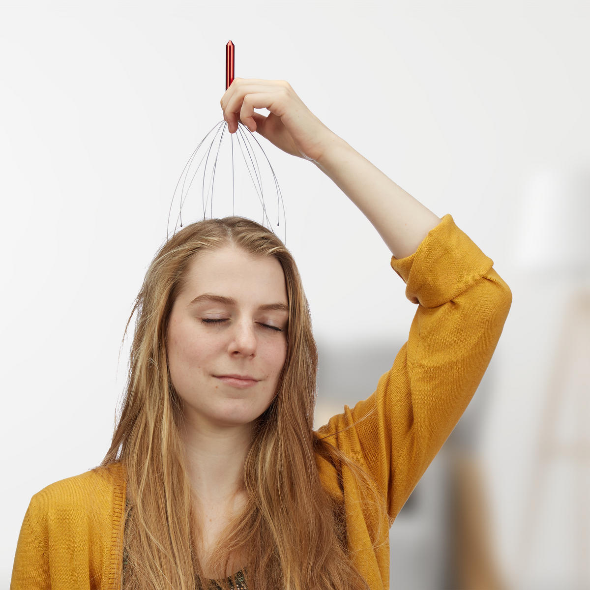 KOPFMASSAGEGERÄT - Rot, Metall (9/9/25.5cm) - Relaxdays