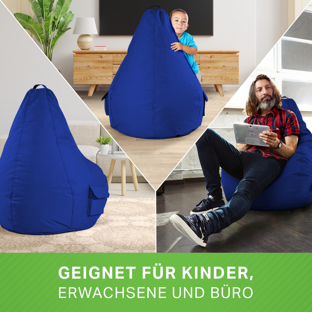 SITZSACK Lounge Chair "Cozy" 80x70x90cm - Blau, Textil (70/90/80cm) - Green Bean