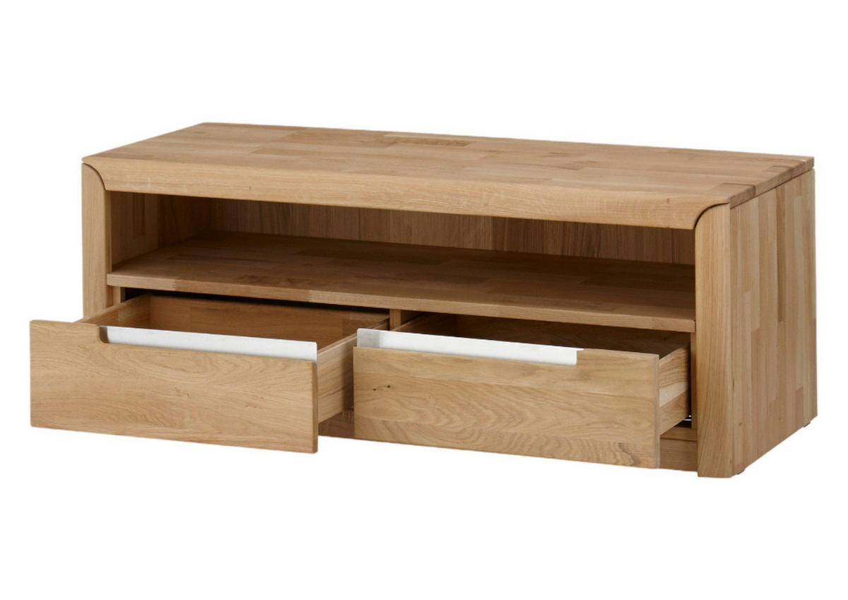 LOWBOARD Massivholz Ianka 114x43x46 TV-Unterteil Wildeiche Bianco geölt - Naturfarben, Holz (114/43/46cm) - 58aufmkessel