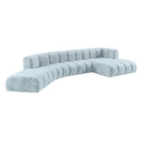 ECKSOFA Modulares In L-Form, Velvet-Stoff Riviera, Babyblau, Rechts, GRAND Round - Hellblau, Holz (445/179cm) - Kaiser Möbel