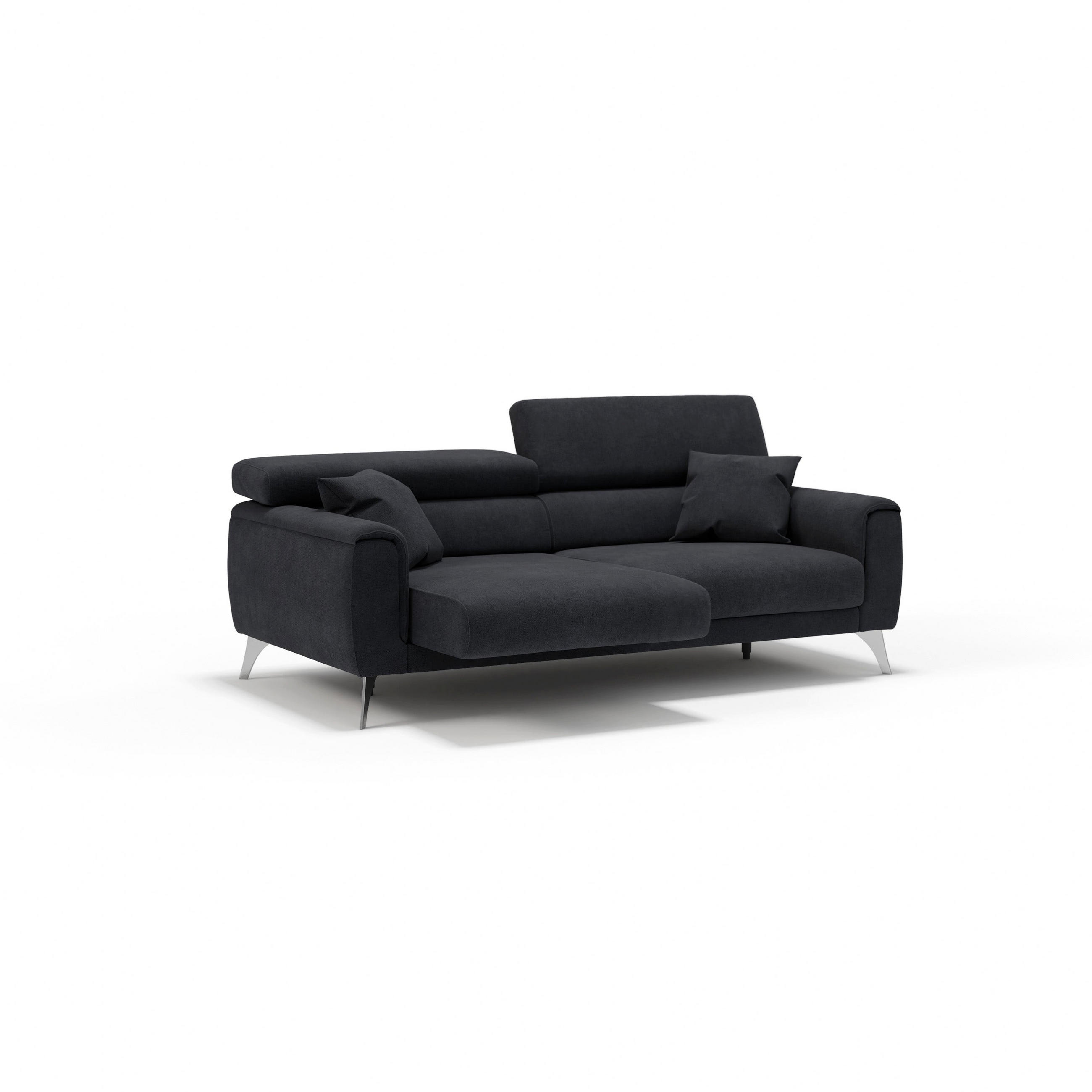 Divani.store Linearsofa Schwarz 199x73x102 cm