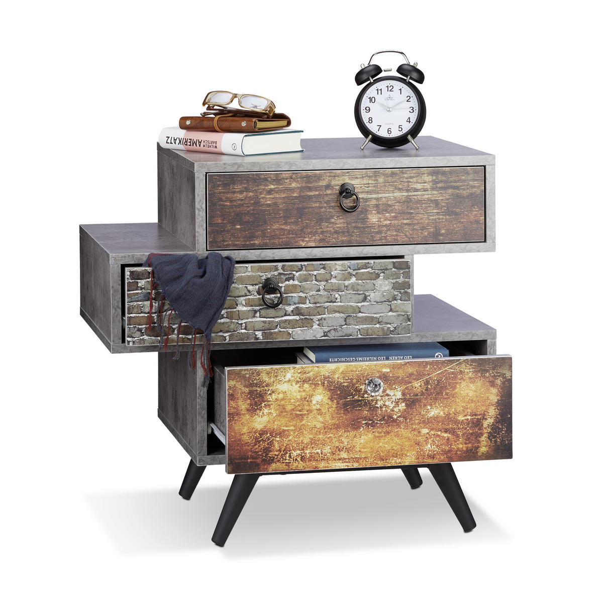 KOMMODE - Multicolor, Holzwerkstoff/Metall (60/59.5/40cm) - Relaxdays