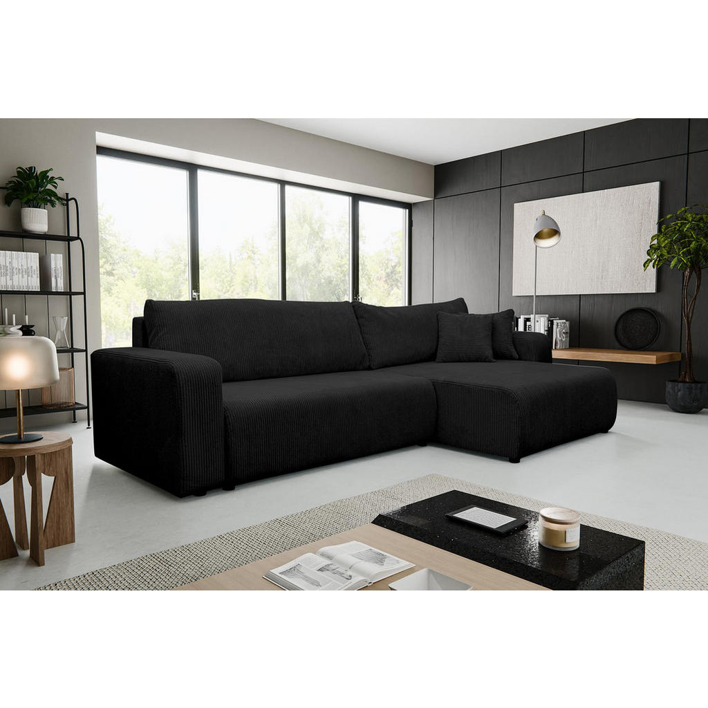 Thumbnail - Venasi Möbel Ecksofa, Schwarz, Textil, L-Form, 274x142 cm, Wohnzimmer, Sofas & Couches, Wohnlandschaften, Ecksofas