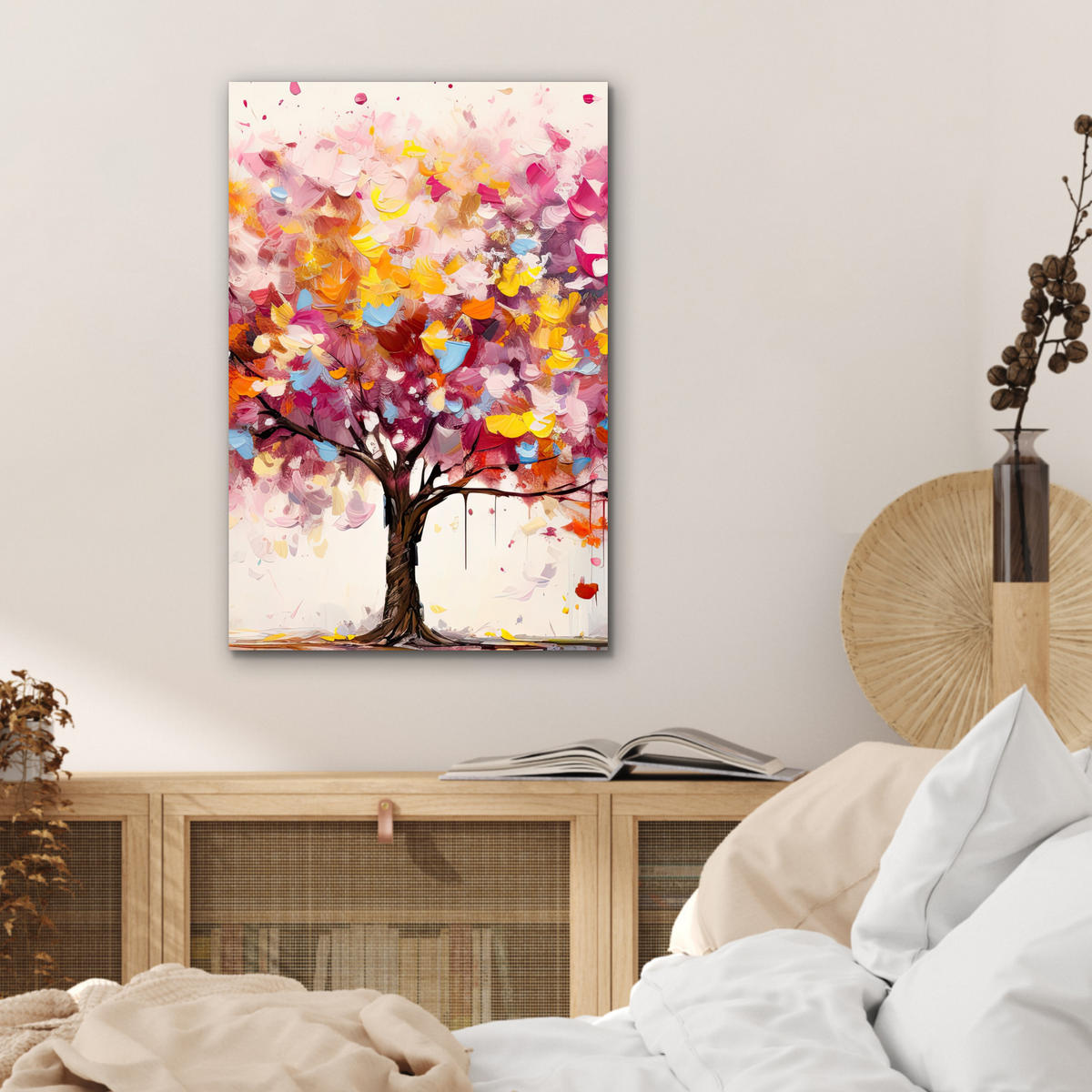 METALLBILD Aquarell - Baum - Kunst - Abstrakt 40x60 cm - Multicolor, Metall (40/60cm) - MuchoWow
