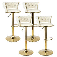 BARHOCKER 4er Set Höhenverstellbar mit Rückenlehne Gold/Beige - Goldfarben, Metall (46/100/46cm)