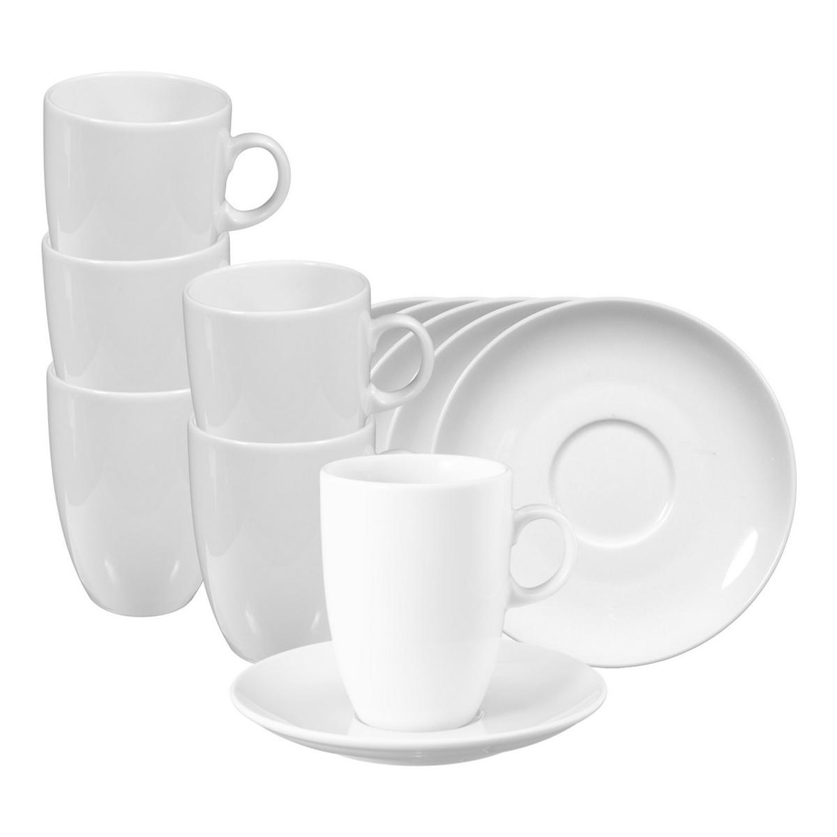 MILCHKAFFEETASSEN MIT UNTERTASSEN VIP. weiß 360 ml 6er Set - Weiß, Keramik (360L) - Seltmann Weiden