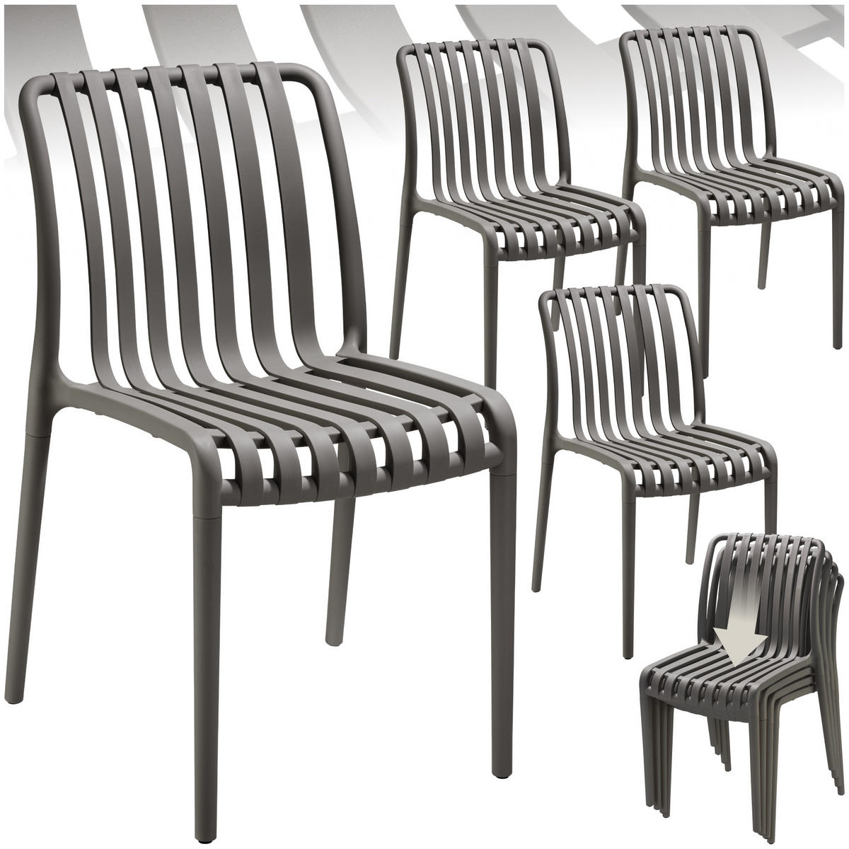 GARTENSTÜHLE Alcudia,47 x 58 x 80,5 cm, Belastbarkeit 110 kg,anthrazit - Anthrazit, Textil (47/80.5/58cm) - tectake