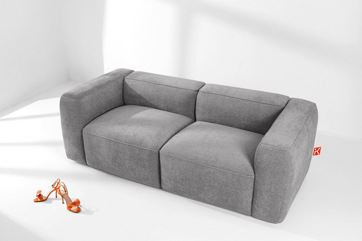 2-SITZER SOFA FUBBO, Hellgrau - Hellgrau, Holz/Holzwerkstoff (210/73/96cm) - KONSIMO®