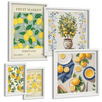 BILDER SET 5er Set - 50x50 cm & 20x30 cm & 40x60 cm Weißer Rahmen - Zitronenbäume in der Sonne - Weiß, Kunststoff (40/60cm) - TULUP