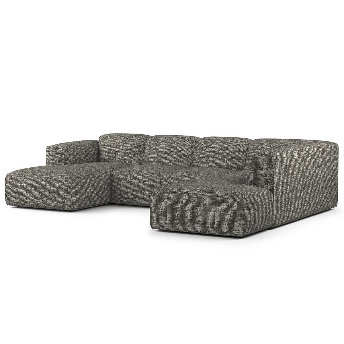 WOHNLANDSCHAFT mit Longchair - Schwarz/Grau, Kunststoff/Textil (325/71/235cm) - home24