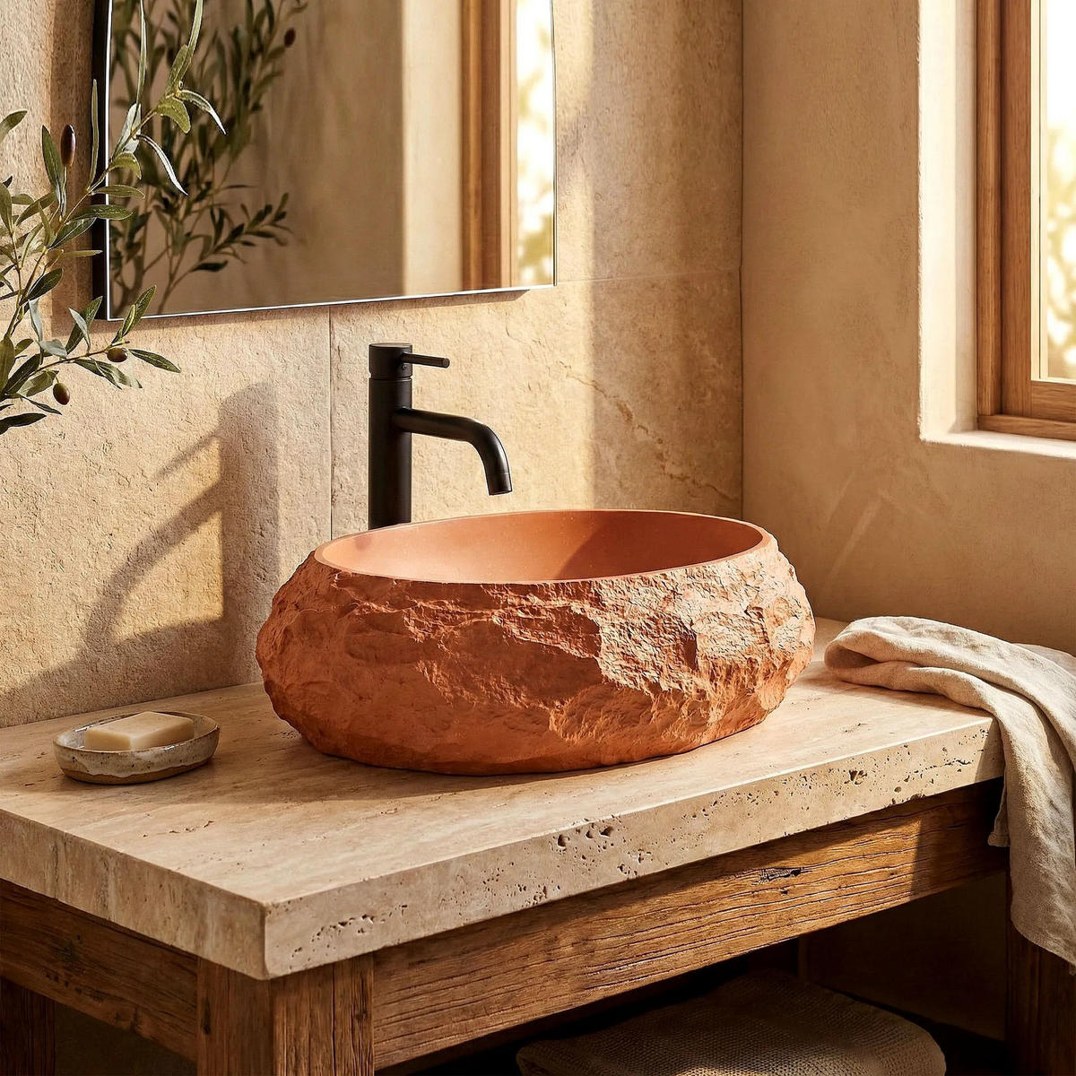 AUFSATZWASCHBECKEN Rea Mika Terracotta - Orange, Kunststoff (38/15/50cm) - REA