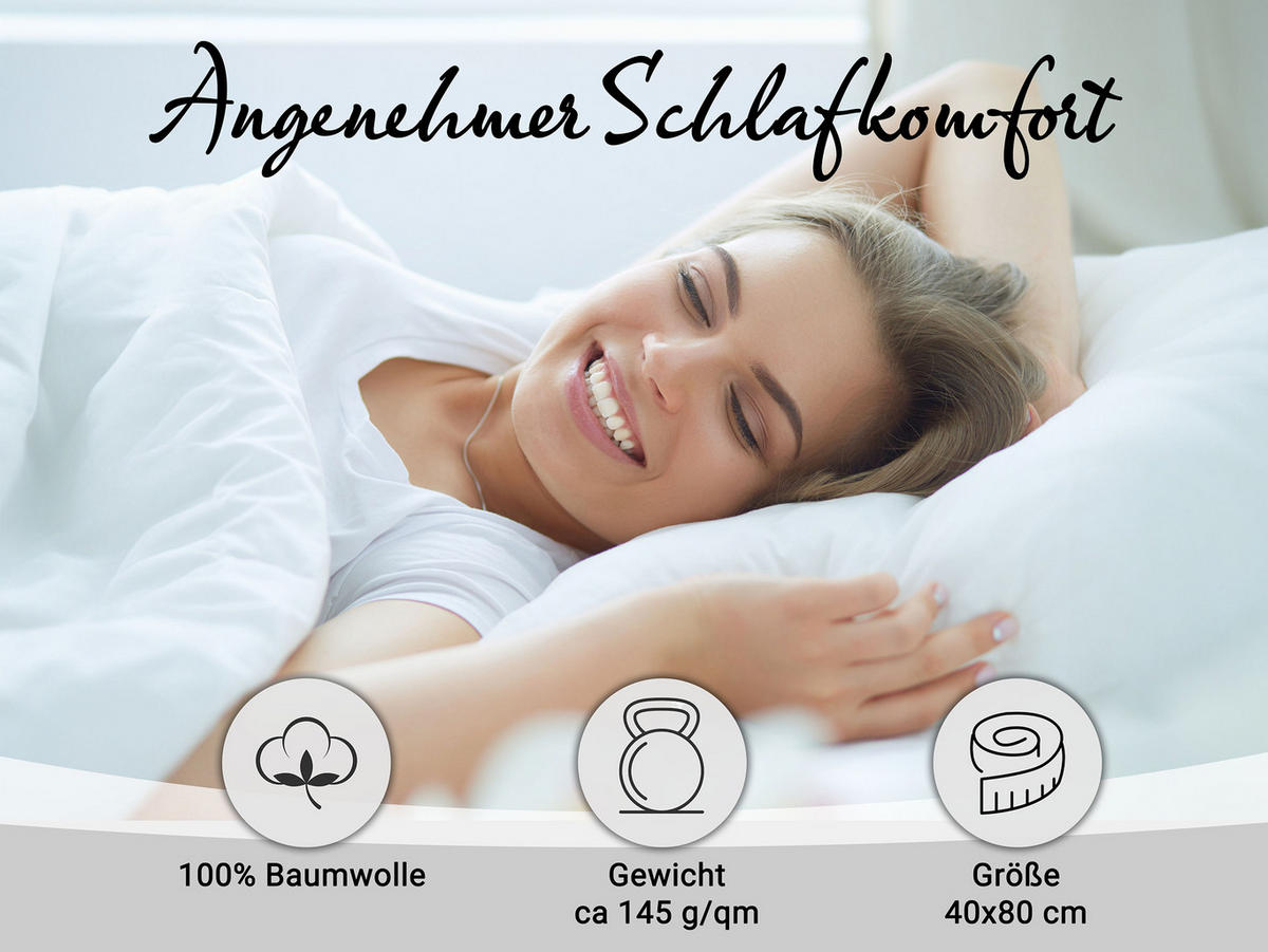 KISSENBEZUG, 2er-Set, 40x80 cm, 100% Baumwolle, Weiß - Weiß, Textil (80/40cm) - Zollner