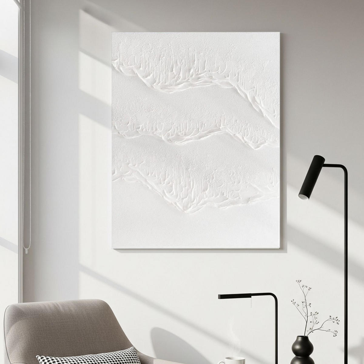 ACRYLBILD HANDGEMALT 60/90 cm - Weiß, Holz/Textil (60/90cm) - KUNSTLOFT