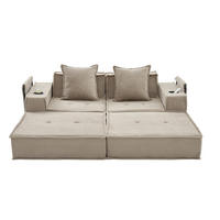 2-SITZER-SOFA 162/78/66 cm mit 2 Kissen, Seitentaschen und modularer Form, Cord Khaki - Beige, Textil (162/66/78cm) - Redom