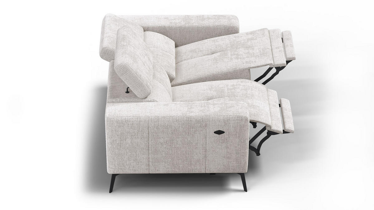 RELAXSOFA MORELLO 2-Sitzer, creme, 2 x Relax Zero Gravity - Creme, Holz/Textil (164/82/103cm) - Courtois Laville