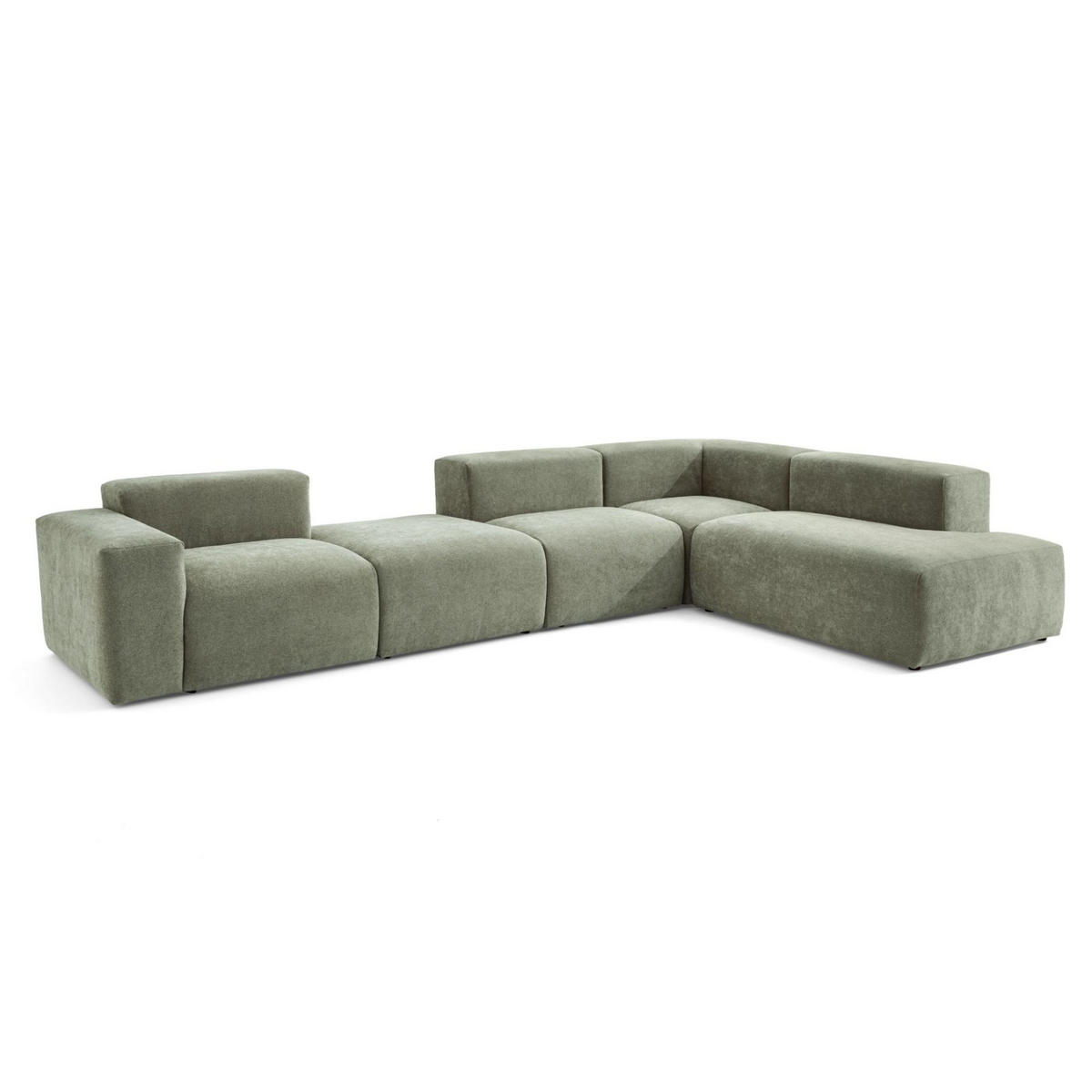 5-SITZER modulares Ecksofa HEAVEN SET 5 Rechts, Breite 380 cm Webstoff Grün - Schwarz/Grün, Holz/Kunststoff (245/380cm) - Muffo