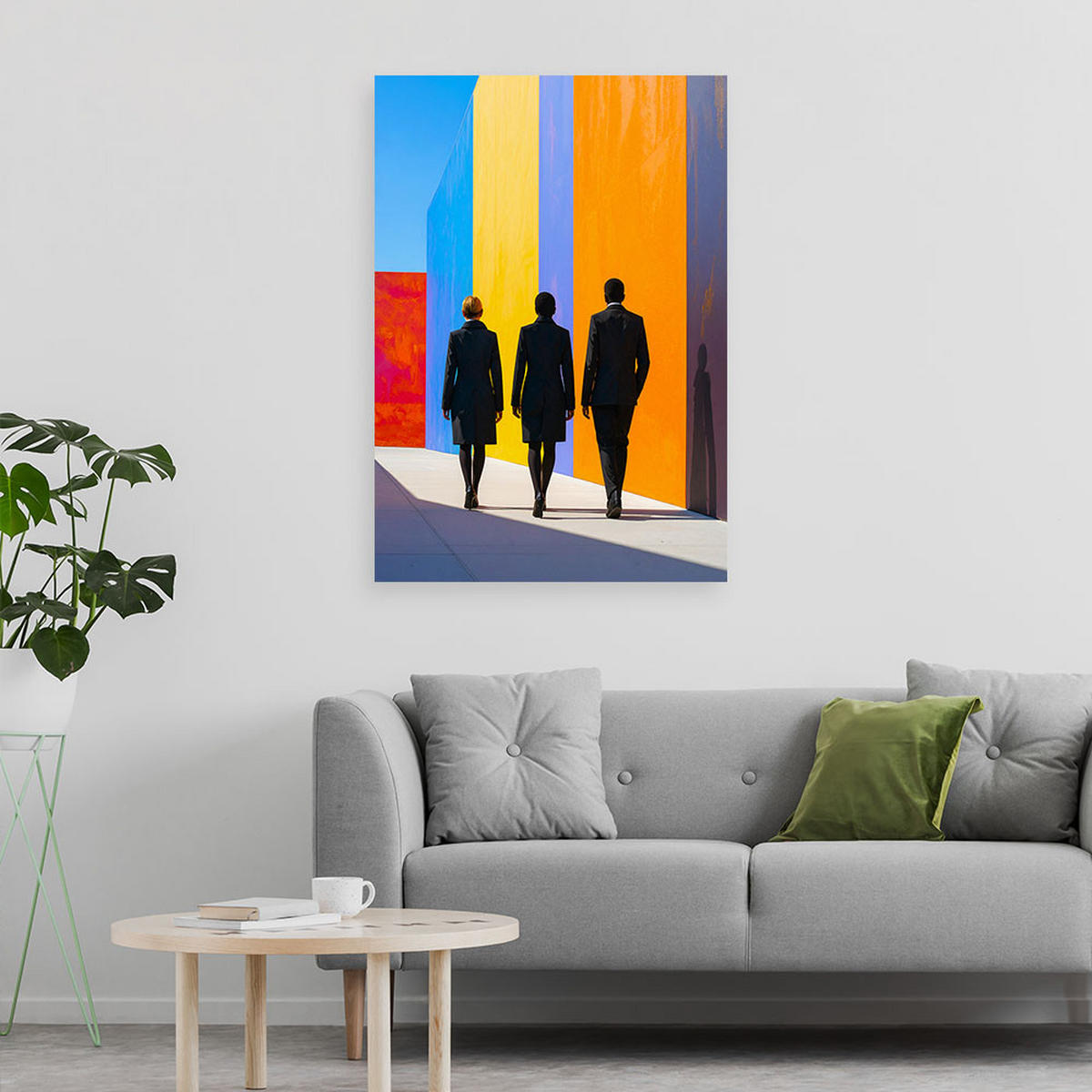 LEINWANDBILD Figuren Menschen Abstrakt 40x60cm - Multicolor, Textil (40/60cm) - Feeby