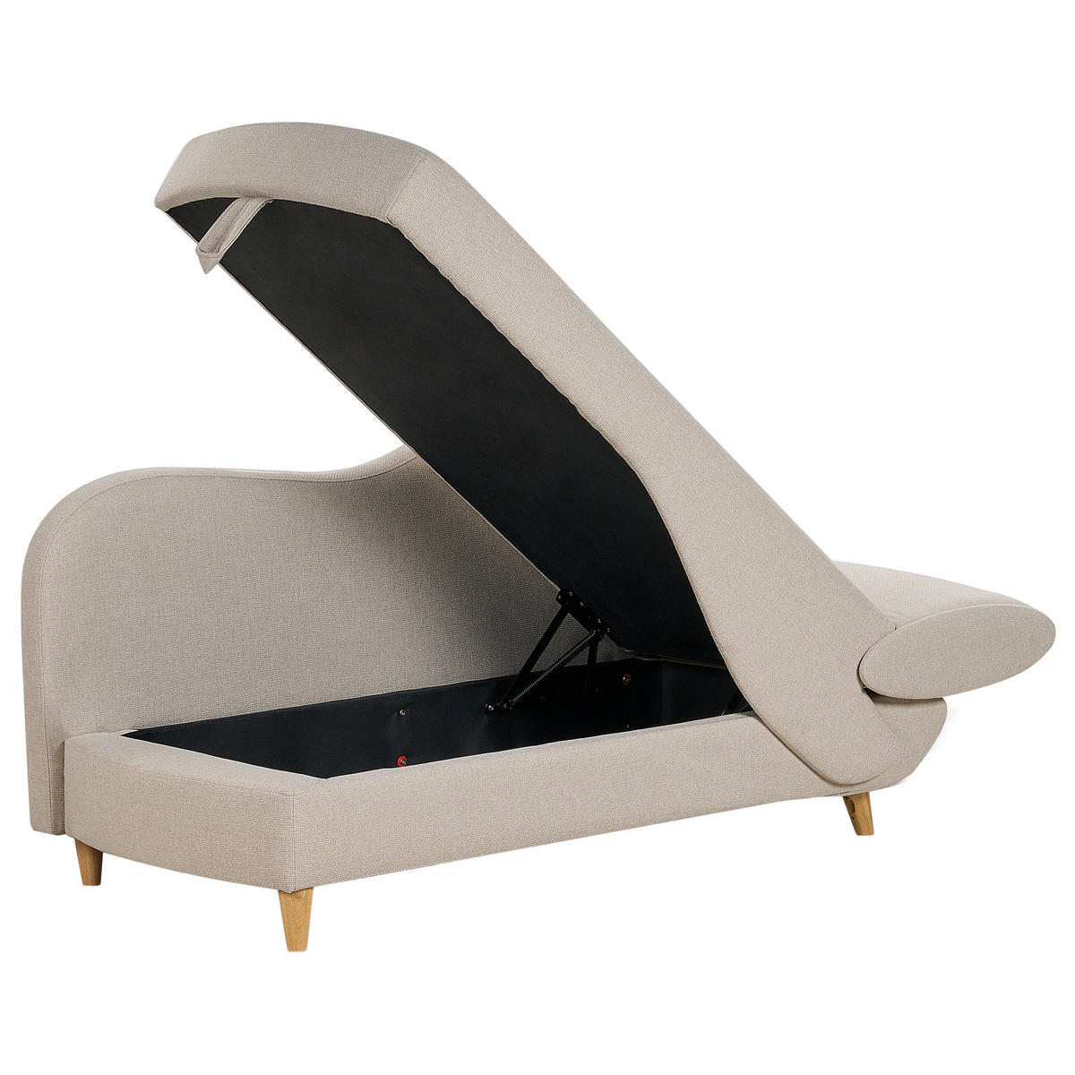 CHAISELONGUE Leinenoptik beige mit Bettkasten rechtsseitig Meri - Hellbraun/Beige, Textil (156/73/69cm) - Beliani