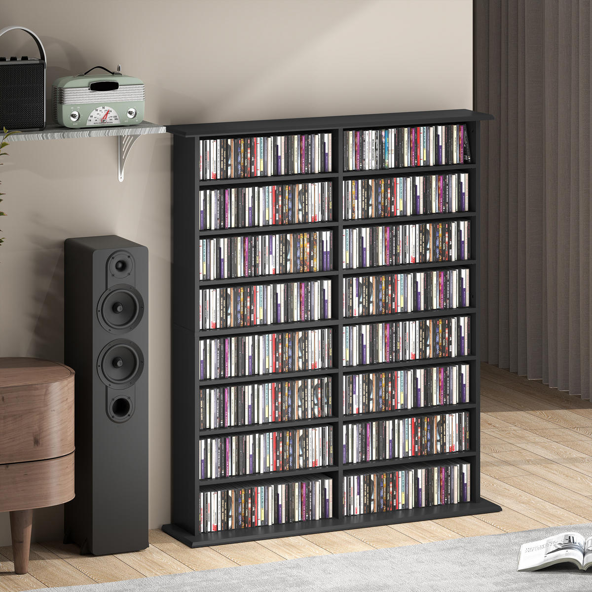 CD-REGAL DE-14455 16 Fächer, verstellbare Böden Schwarz - Schwarz, Holzwerkstoff (24/126.3/106.5cm) - ComfortXL