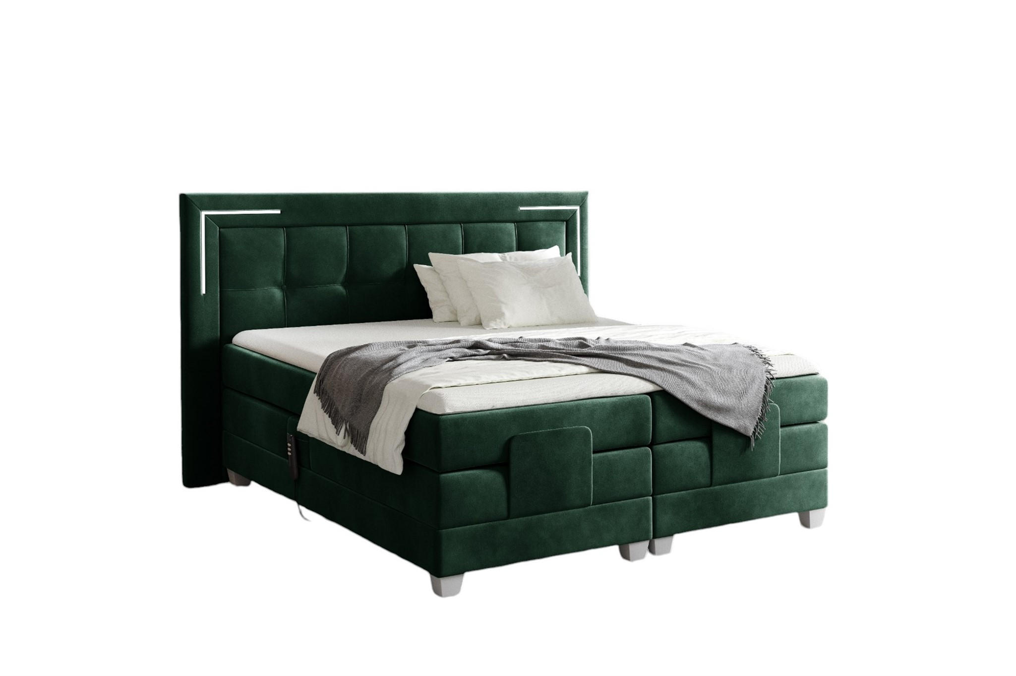 BOXSPRINGBETT Bett Elektrisch Dores - Grün, Holzwerkstoff/Textil (120/200cm) - Fun Möbel