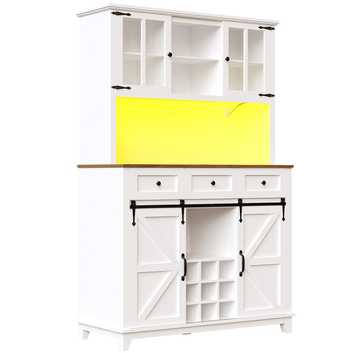 BUFFET 105/38,4/180 cm aus MDF mit LED-Beleuchtung und Schiebetür im Scheunenlook Weiß - Weiß, Holzwerkstoff (105/180/38.4cm) - Modenvie