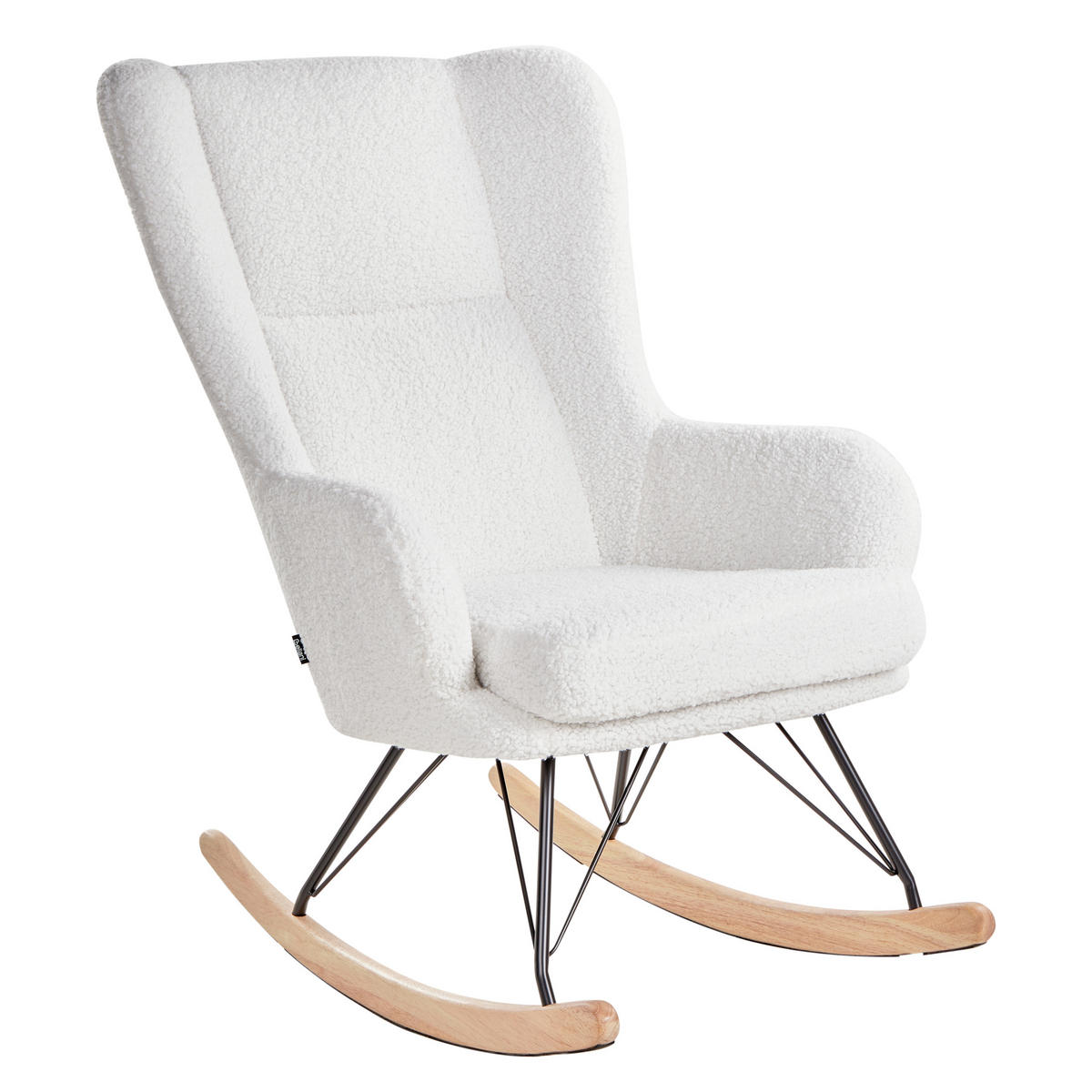 HOUPACÍ KŘESLO Bouclé Krémově bílé Luoma - bílá/černá, textil (69/106/97cm) - Beliani