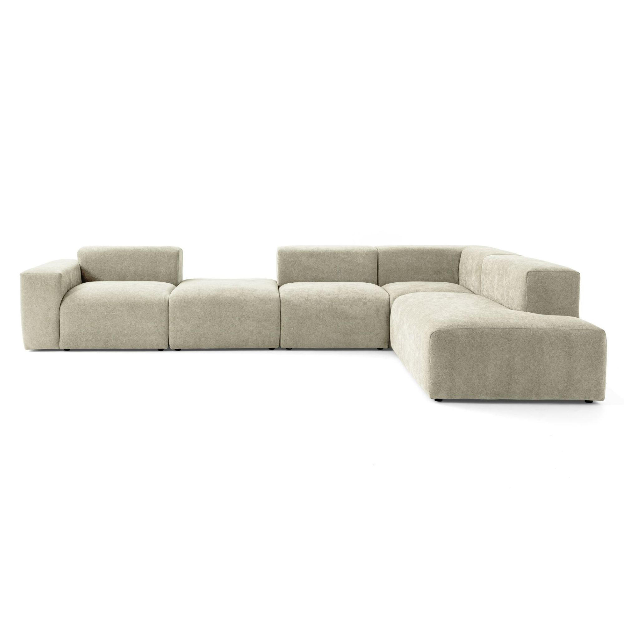 5-SITZER modulares Ecksofa HEAVEN SET 5 Rechts, Breite 380 cm Webstoff Olivgrün - Schwarz/Olivgrün, Holz/Kunststoff (245/380cm) - Muffo