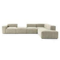 5-SITZER modulares Ecksofa HEAVEN SET 5 Rechts, Breite 380 cm Webstoff Olivgrün - Schwarz/Olivgrün, Holz/Kunststoff (245/380cm) - Muffo