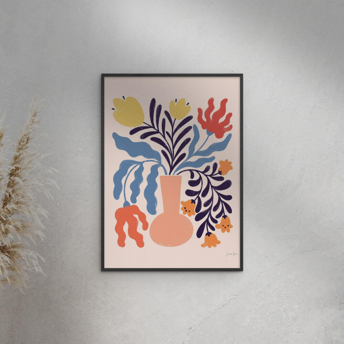 POSTER mit Rahmen Wild Apple - Floral No. 1 - Multicolor/Schwarz, Holz/Papier (70/100cm) - Poster&Frame