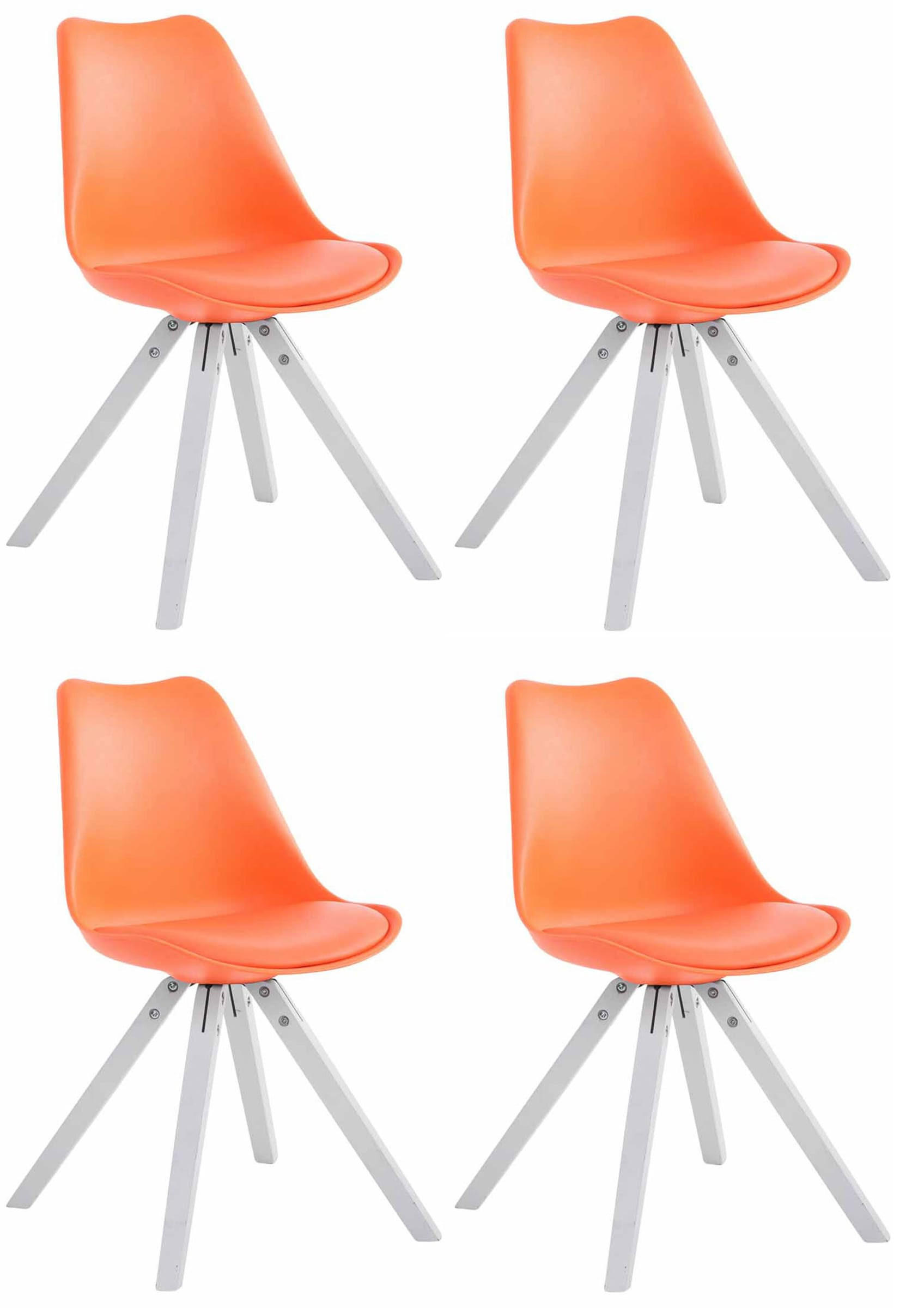 STUHL 4er Set Lederlook orange - Weiß/Orange, Holz/Textil (47.5/83/55.5cm) - CLP