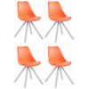 STUHL 4er Set Lederlook orange - Weiß/Orange, Holz/Textil (47.5/83/55.5cm) - CLP
