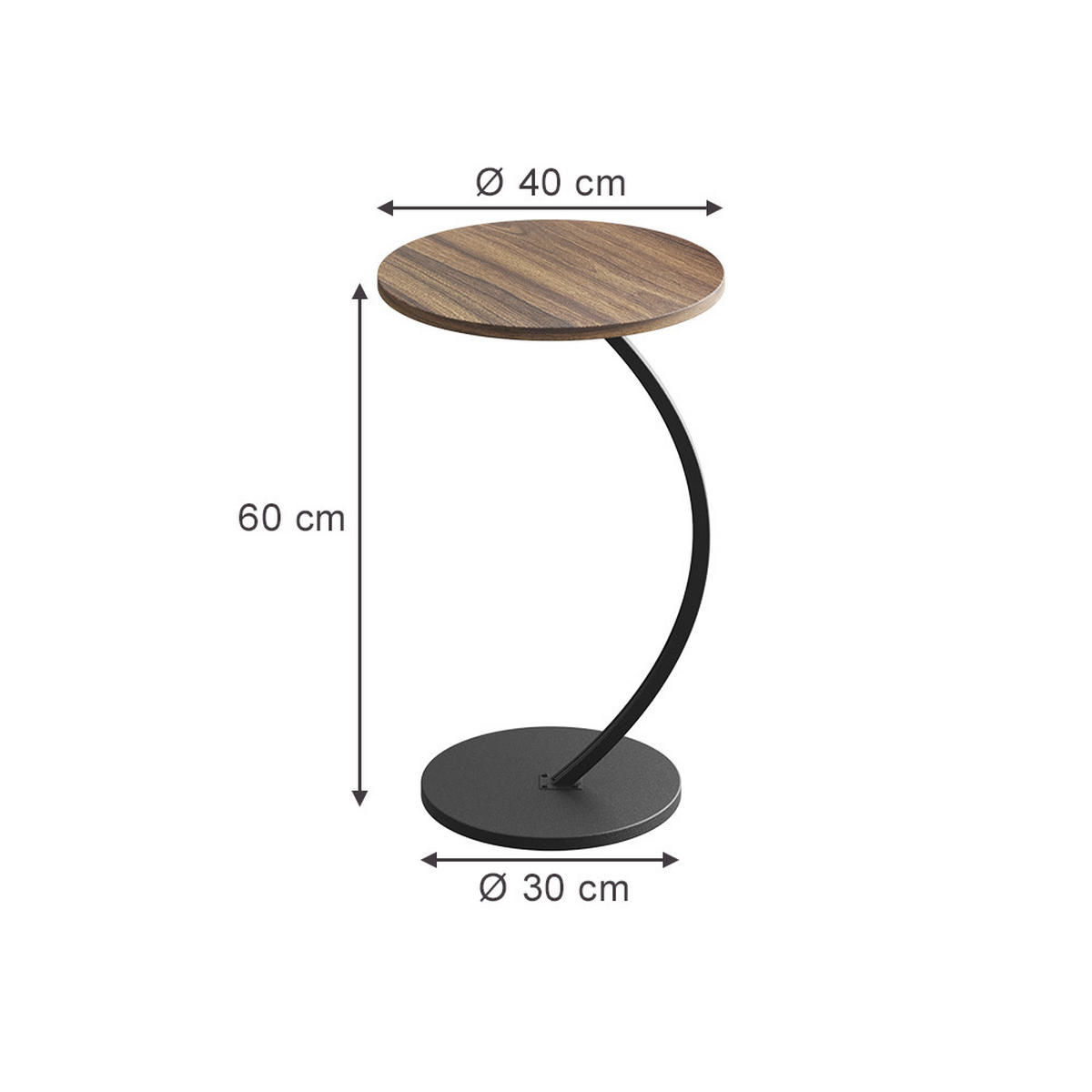 BEISTELLTISCH Alvio Braun 40 x 60 cm - Braun, Holzwerkstoff (40/40/60cm) - Vicco