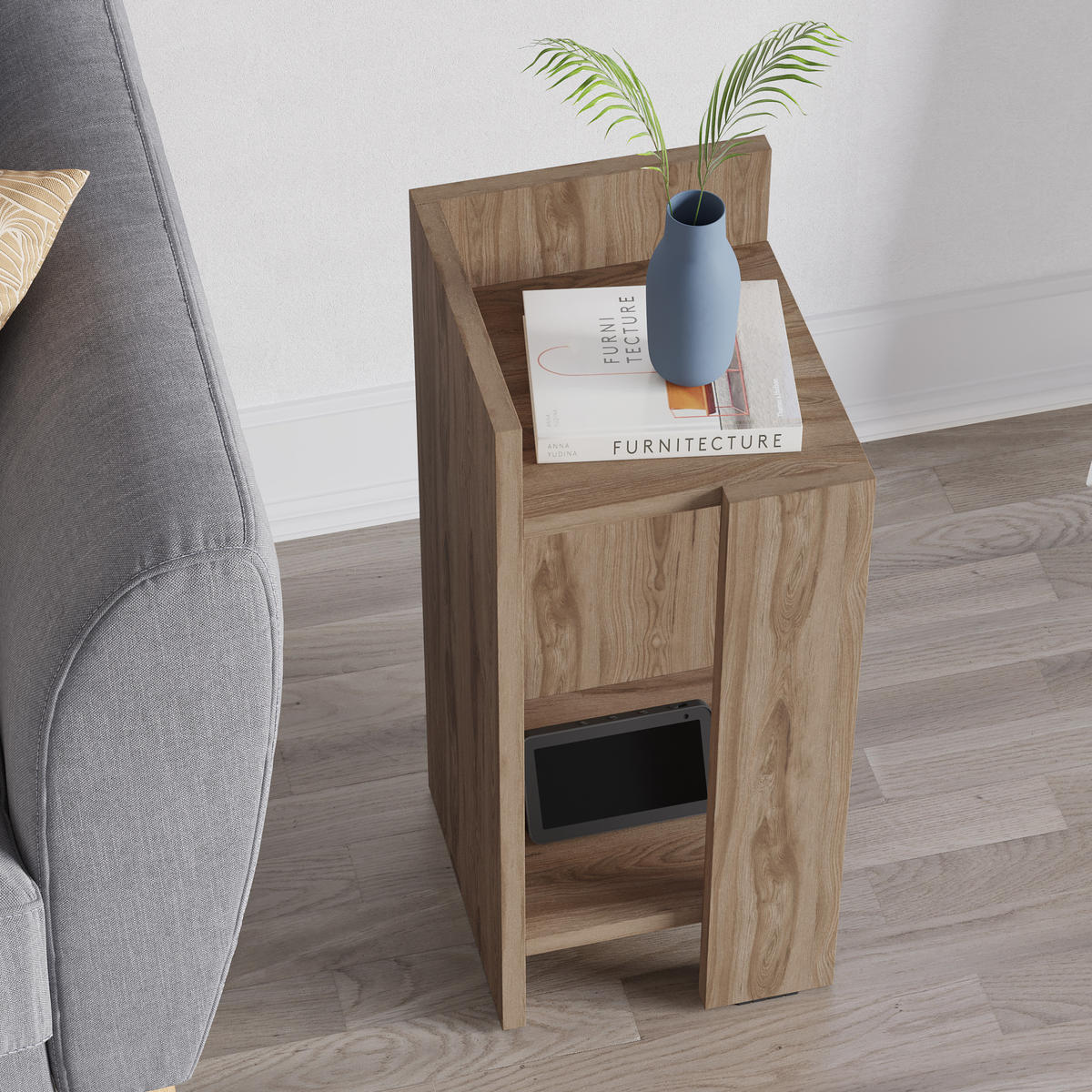 NACHTTISCH Elos Modul Links Whiskey Eiche 25/27/60 cm - Dunkelbraun, Holzwerkstoff (25/60/27cm) - Decortie