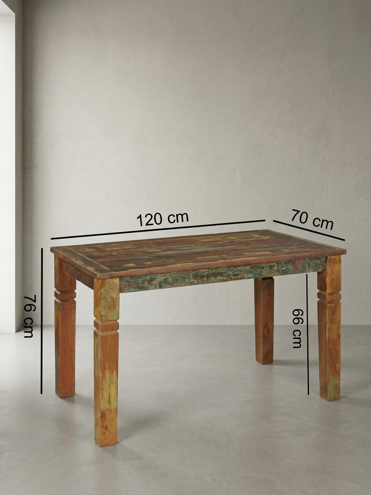 ESSTISCH Mango Massivholz Klarlack Shabby Design, Braun 120x70x76 cm - Braun, Holz (70/120/76cm) - KADIMA DESIGN