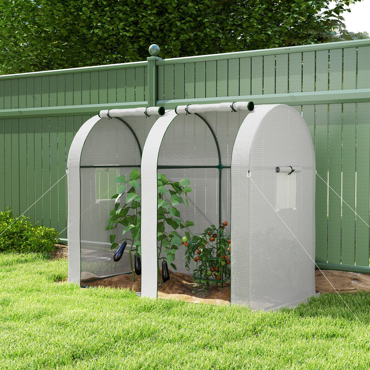 TOMATENGEWÄCHSHAUS DE-12008 mit 2 Türen & 4 Fenstern Weiß - Weiß, Metall (94/150/185cm) - ComfortXL