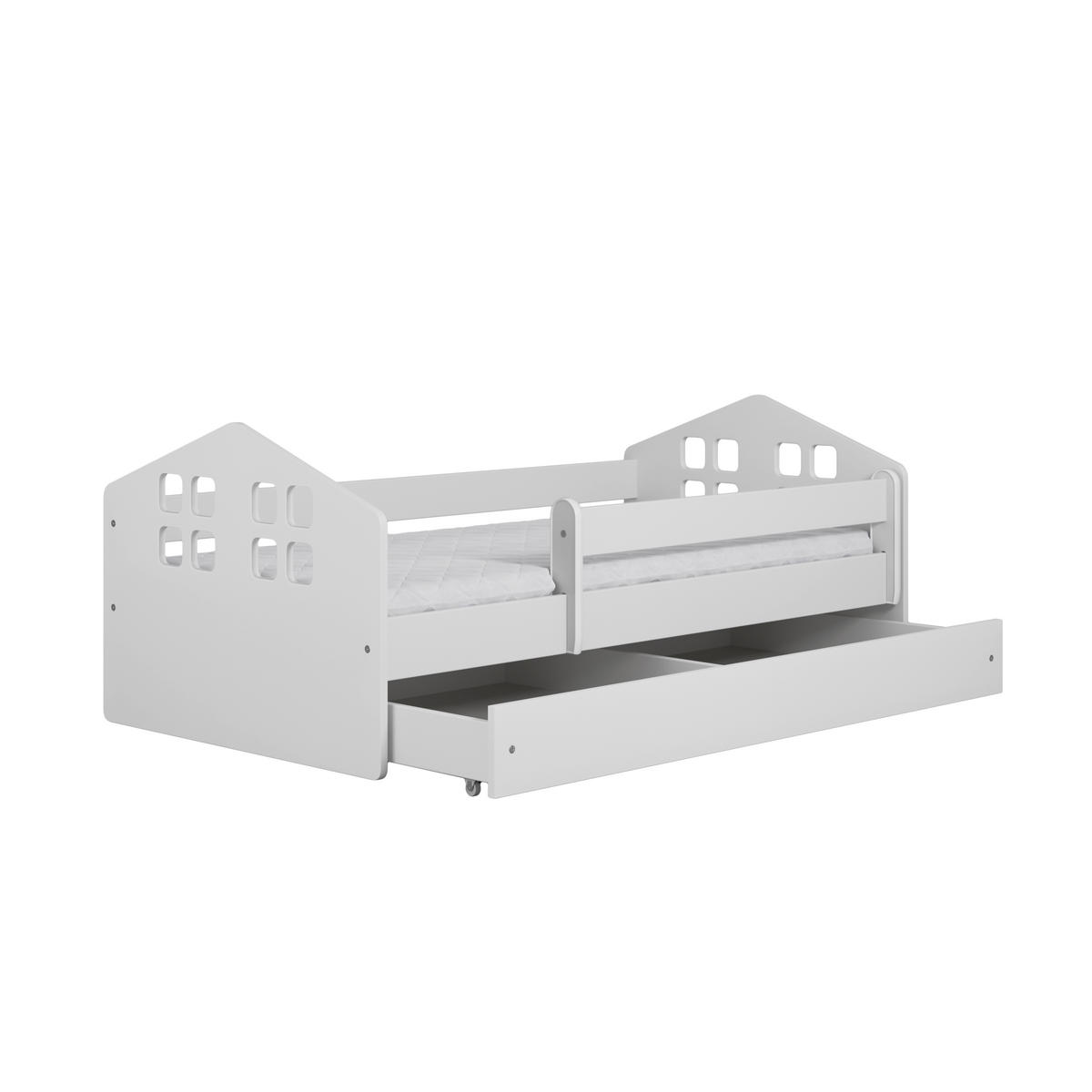 KINDERBETT Kacper mit Schublade und Matratze 90/65/164 - Weiß, Holzwerkstoff (80/160cm) - RAUMHIRSCH FURNITURE