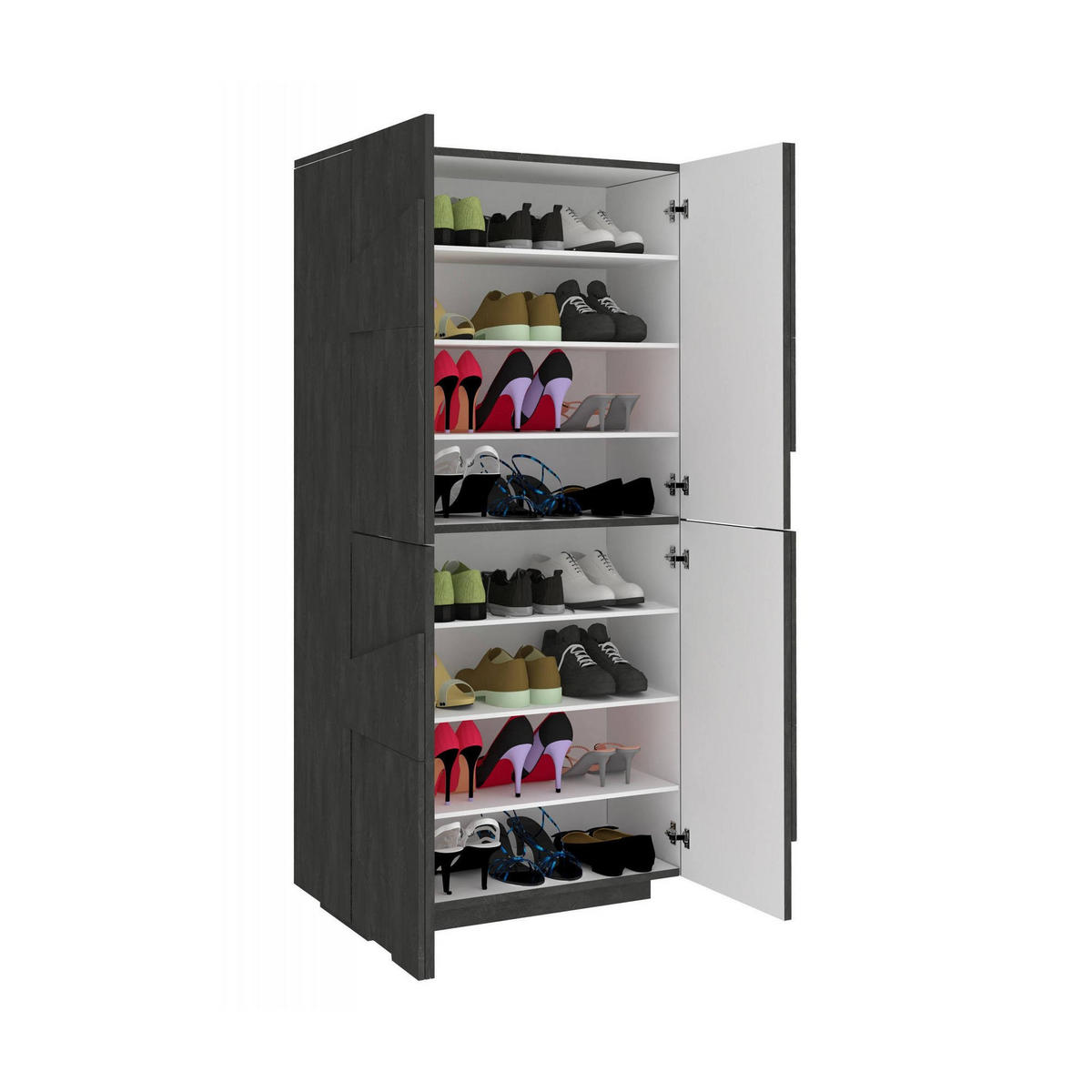 SCHUHSCHRANK Schiefer 38/81/167 cm - Grau, Holzwerkstoff (81/167/38cm) - DMORA
