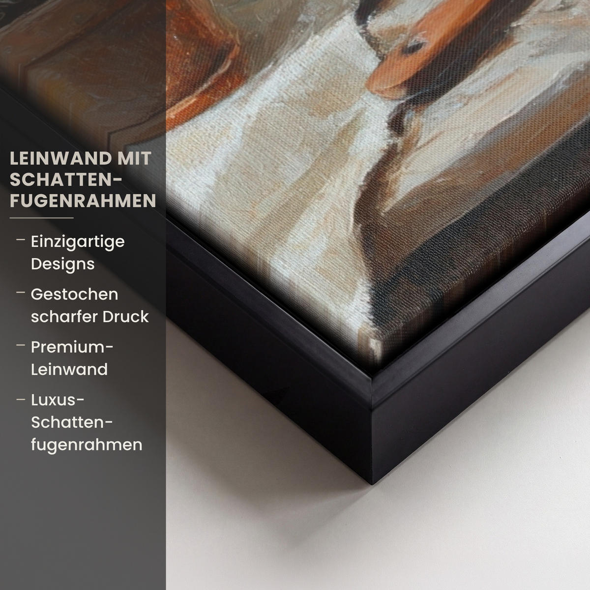 LEINWAND Bilder mit Rahmen - Töpfe - Kräuter - Holz - 70x100 - Terracotta, Textil (70/100cm) - MuchoWow