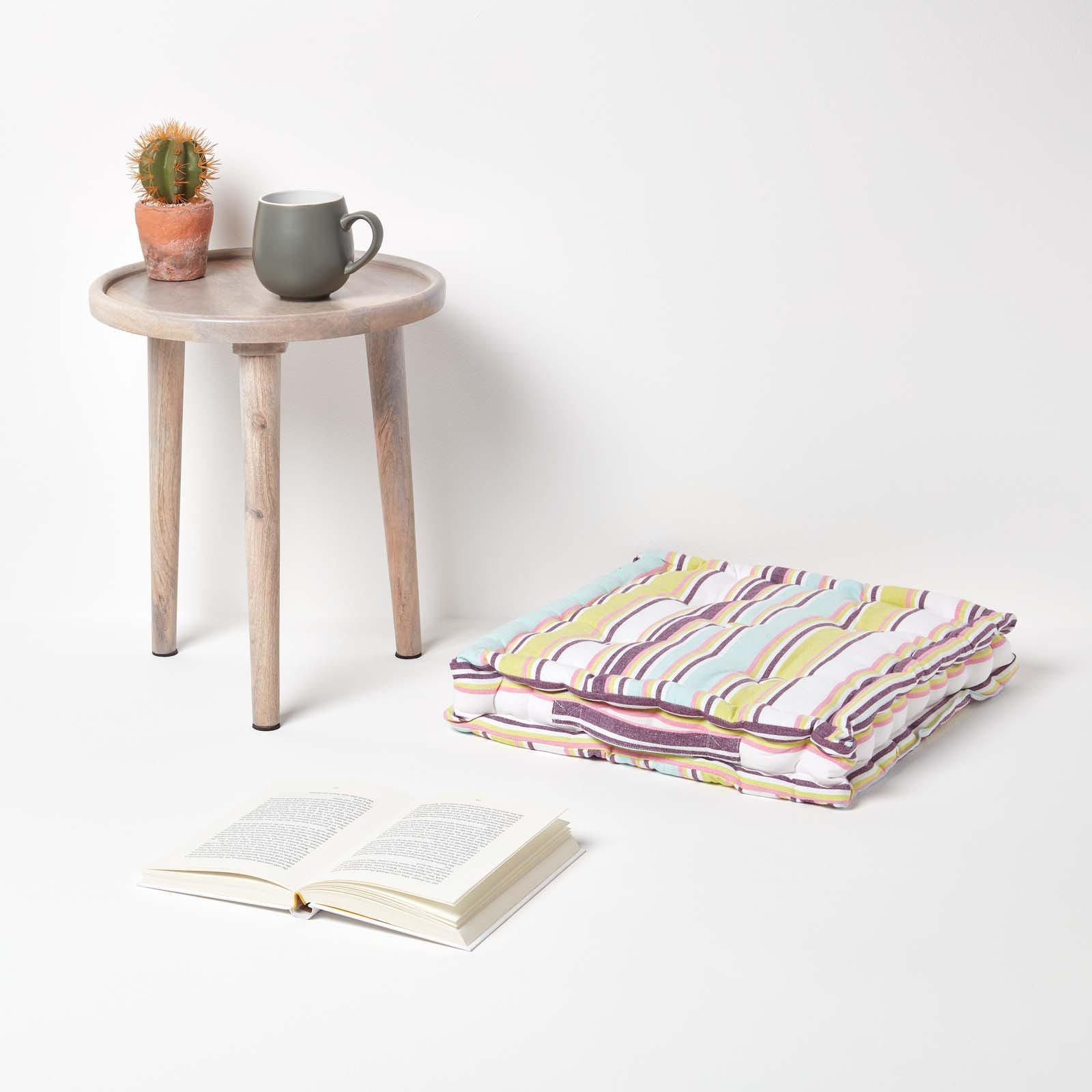 SITZKISSEN Osaka bunt gestreift 40/40/8 cm - Grün, Textil (40/40/8cm) - Homescapes