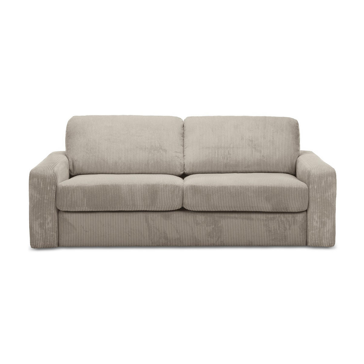 3-SITZER SOFA mit Schlaffunktion Cord Stoff Beige - Beige/Schwarz, Kunststoff/Textil (195/80/100cm) - LaMiaSofa
