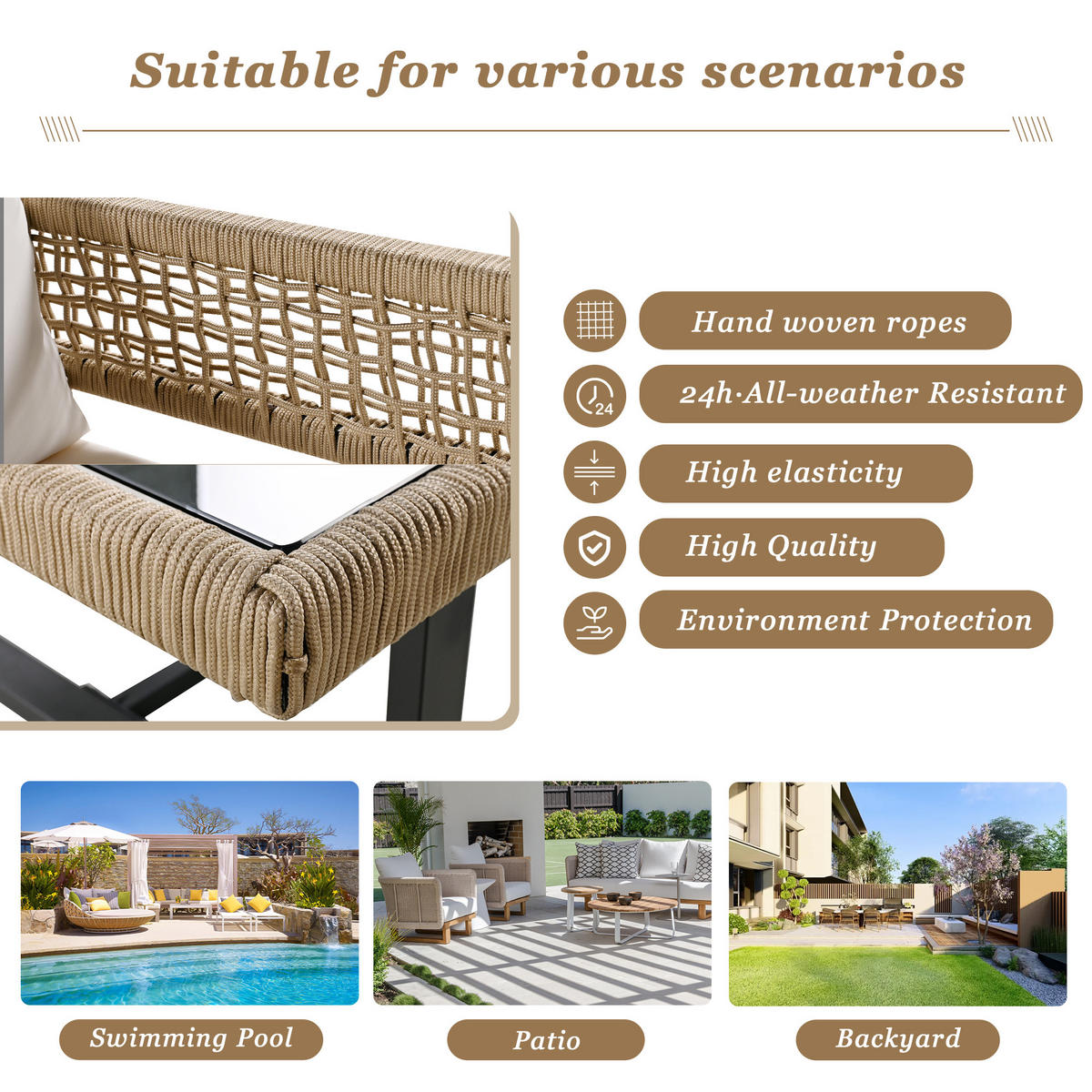 GARTEN-LOUNGESERIE 4er-Set Beige - Beige, Metall - ComfortXL
